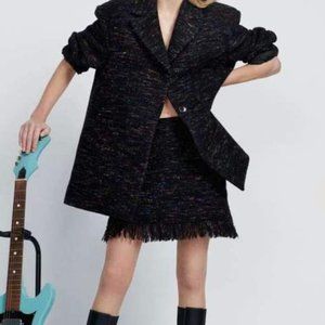 GANNI Multi-Wool Mini Skirt - Black